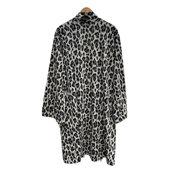 Scott x Scott Leopard Print Duster Long Line Cardigan Beige and Black w/Pockets - Picture 3 of 10
